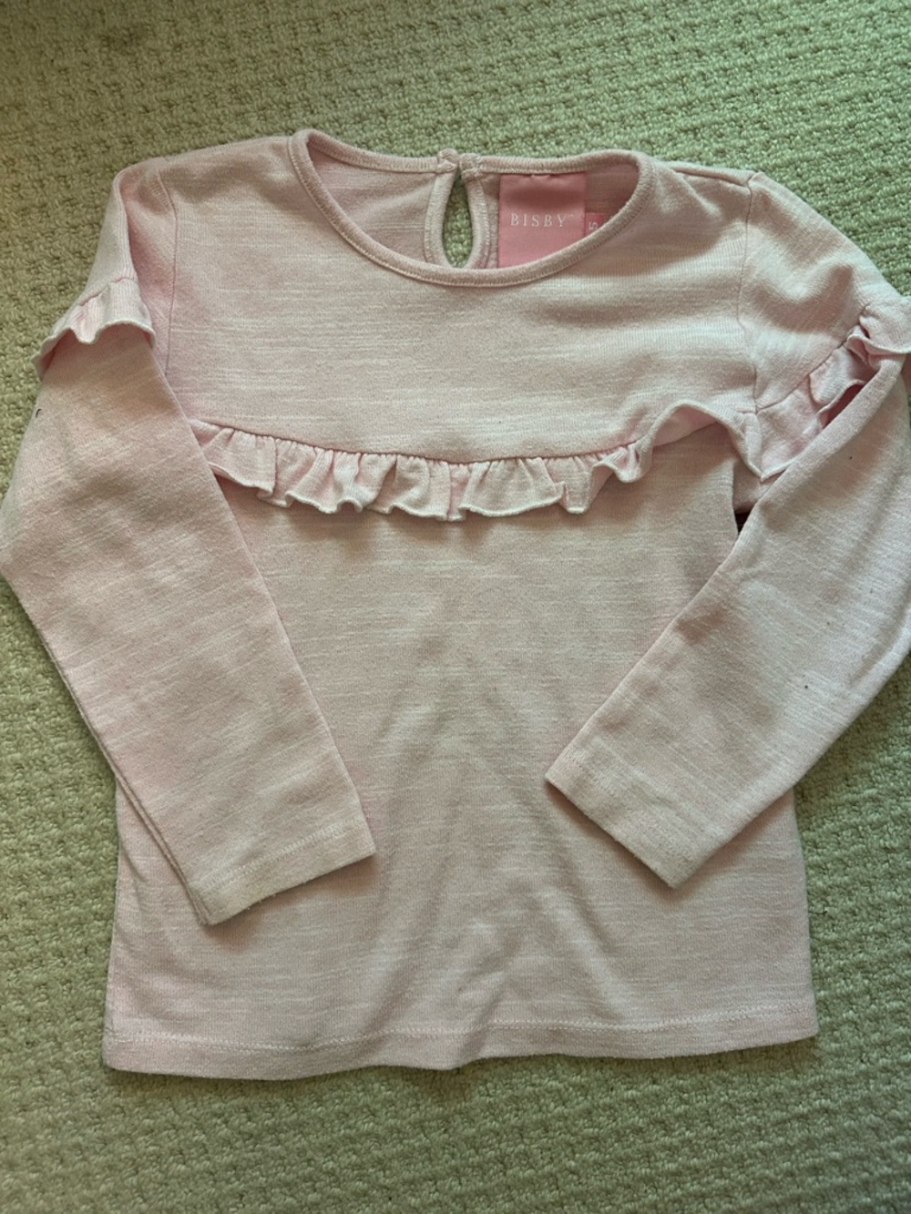 Bisby Girls' Pale Pink Long-Sleeve Ruffle Shirt